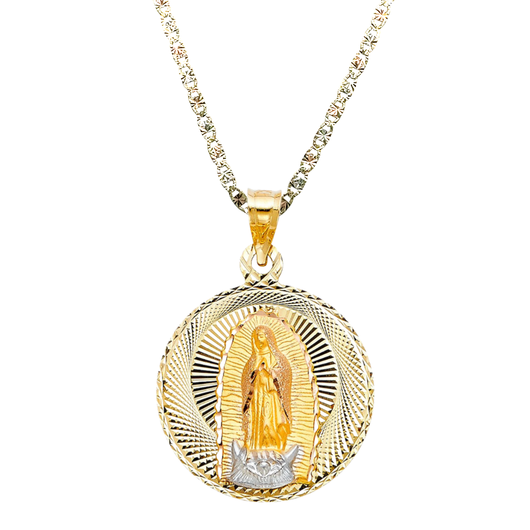 Gold Virgin Mary Necklace | Medalla Virgin Guadalupe Oro