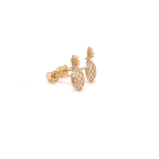 14k Pineapple Gemstone Stud Earrings - MyAZGold