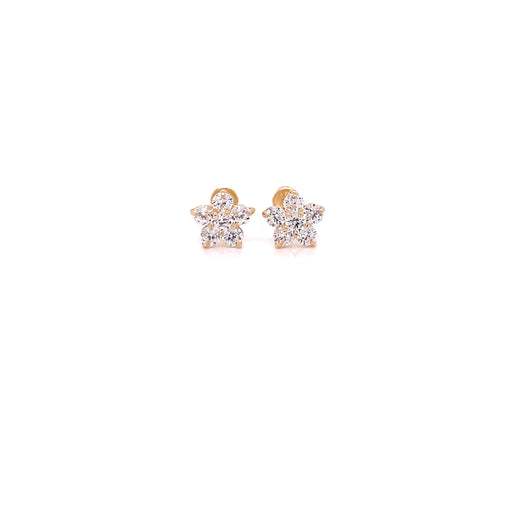 14k Gemstone Flowers Stud Earrings - MyAZGold