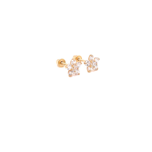 14k Gemstone Flowers Stud Earrings - MyAZGold