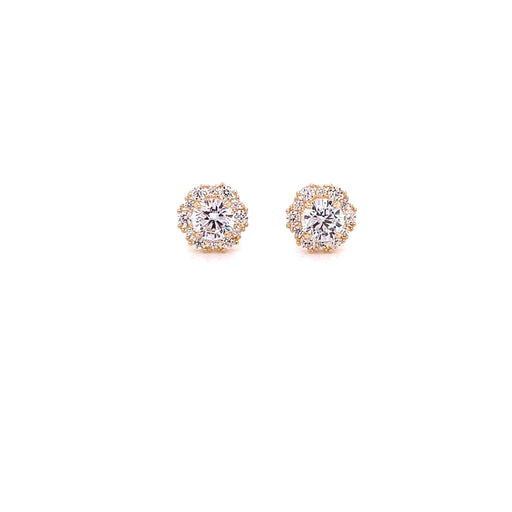 14k Gemstone Halo Stud Earrings - MyAZGold