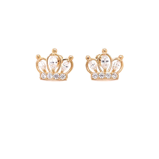 14k Gemstone Crowns Stud Earrings - MyAZGold