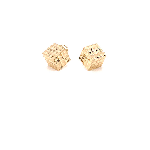 14k Geodesic Front Cubes Stud Earrings - MyAZGold