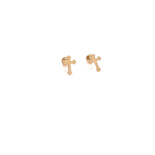 14k Gold Cross Stud Earrings - MyAZGold