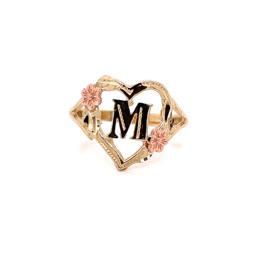 14k Heart with M Letter Ring - MyAZGold