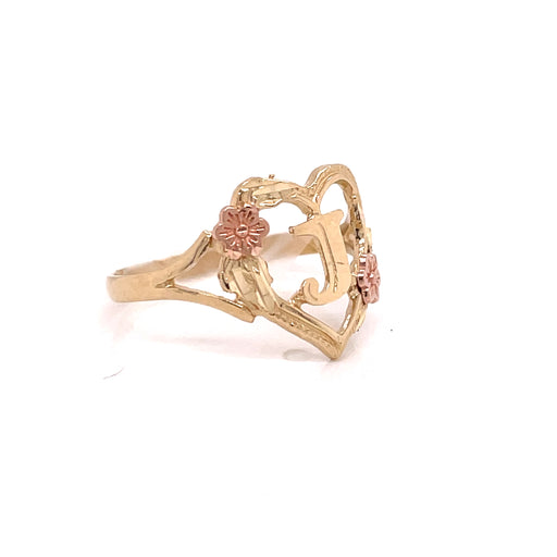 14k Heart with J Letter Ring - MyAZGold