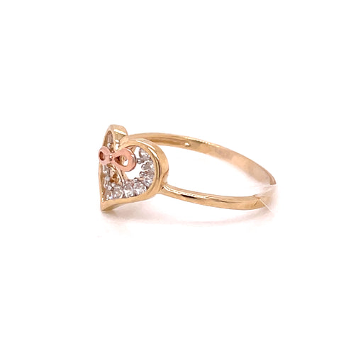 14k Heart Ring with Bow - MyAZGold