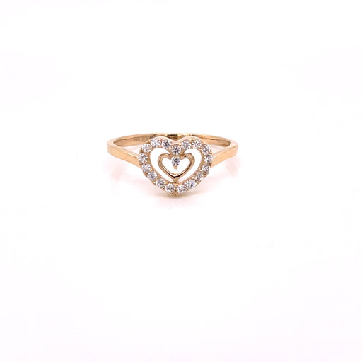 14k Gemstone Heart Ring with Inner Heart - MyAZGold