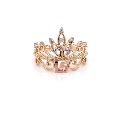 14k Leaf Crown 15 Ring with Gemstones - MyAZGold