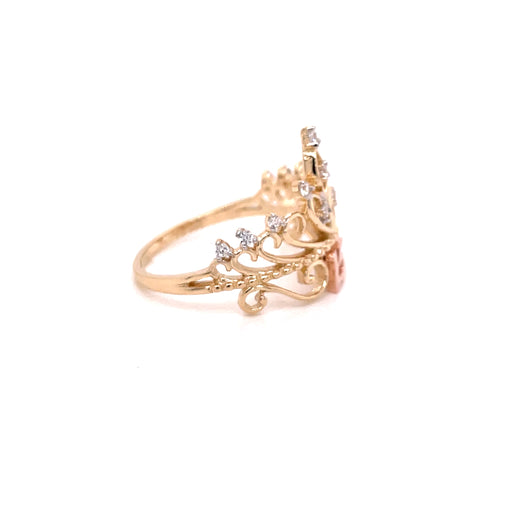 14k Leaf Crown 15 Ring with Gemstones - MyAZGold