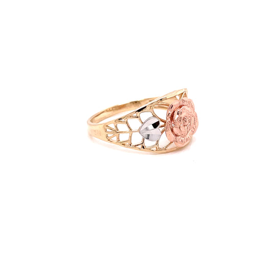 14k Flower with Hearts Gold Ring - MyAZGold