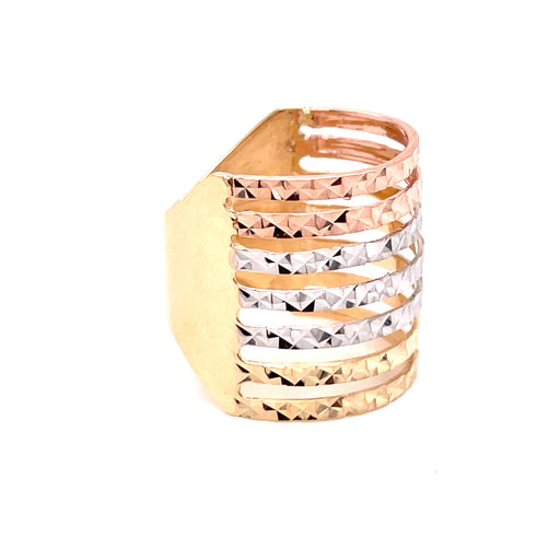 14k Three Toned Gold Long Ring - MyAZGold