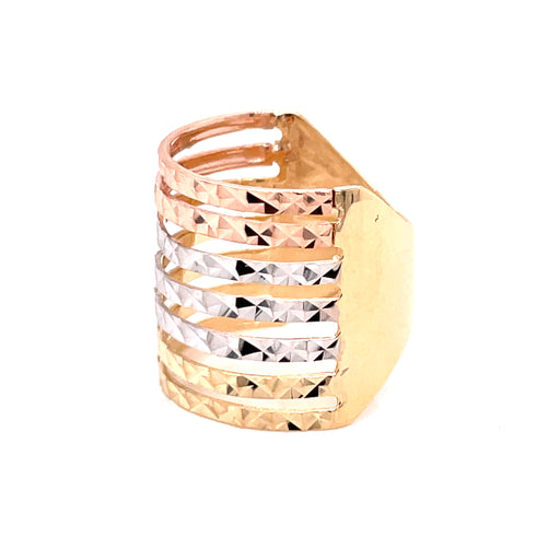 14k Three Toned Gold Long Ring - MyAZGold