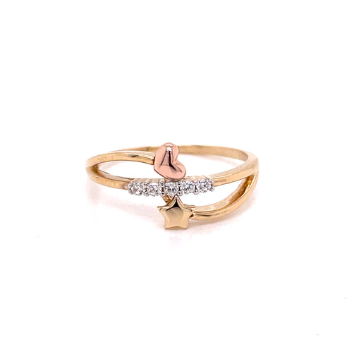 14k Heart and Star Ring with Gemstones - MyAZGold