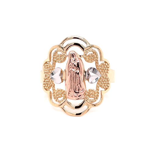 14k Gold Virgin Mary with White Gold Hearts - MyAZGold