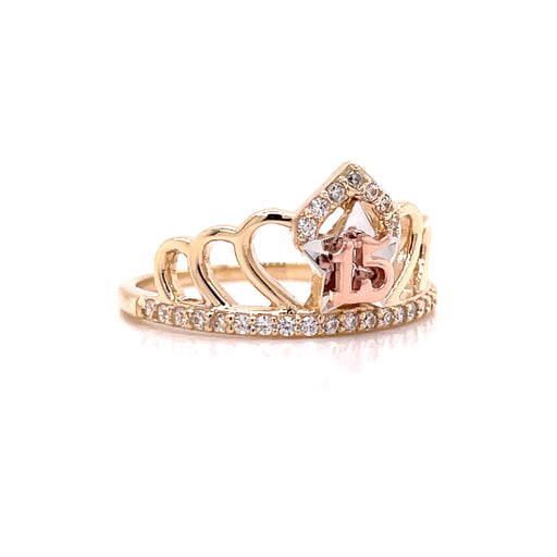 14k 15 Ring with Star Crown - MyAZGold