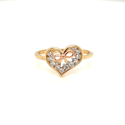 14k Heart Ring with Bow - MyAZGold