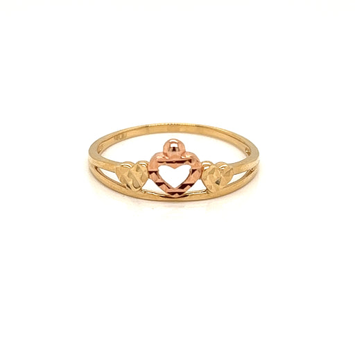 14k Heart Ring with Heart Sides - MyAZGold