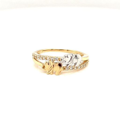 14k Yellow and White Gold Elephant Ring - MyAZGold