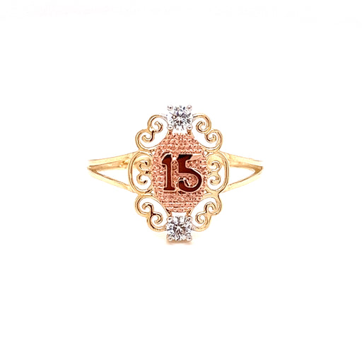 14k 15 Oval Ring Design with Gemstones - MyAZGold