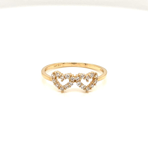 14k Double Heart Gemstone Ring - MyAZGold