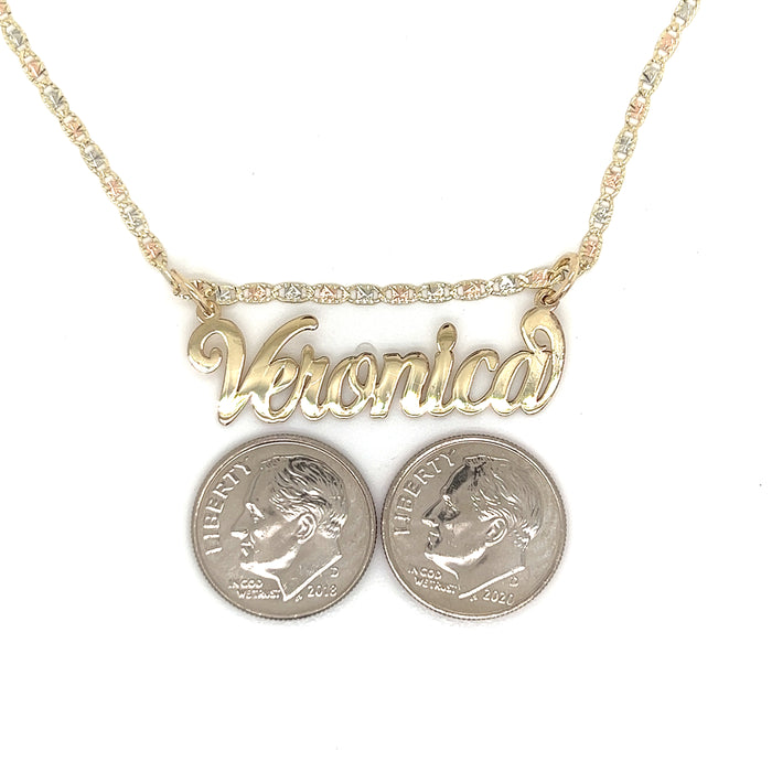 14k Classic Cursive Gold Name with Valentino Necklace