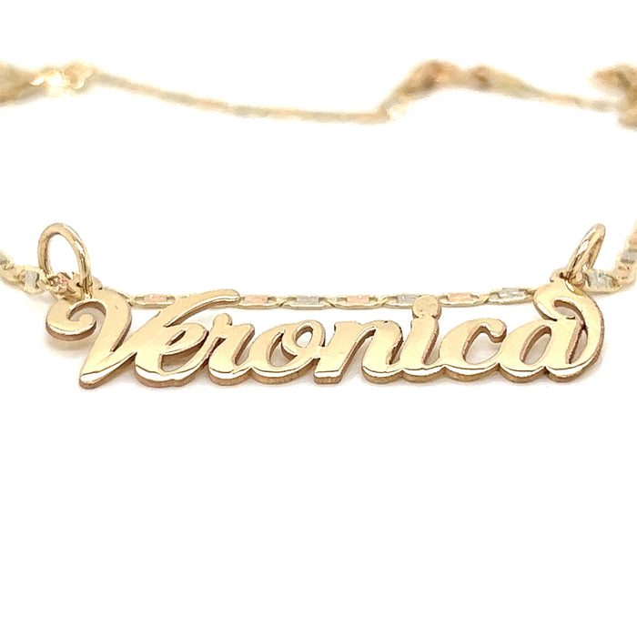 14k Classic Cursive Gold Name with Valentino Necklace