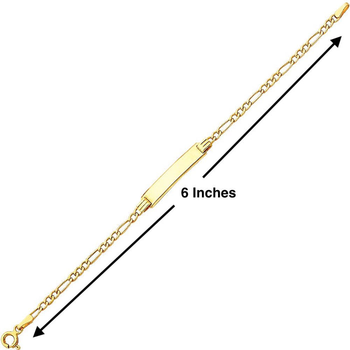 14k Kids Gold ID Bracelet with Gold Name Overlay and Figaro Bracelet