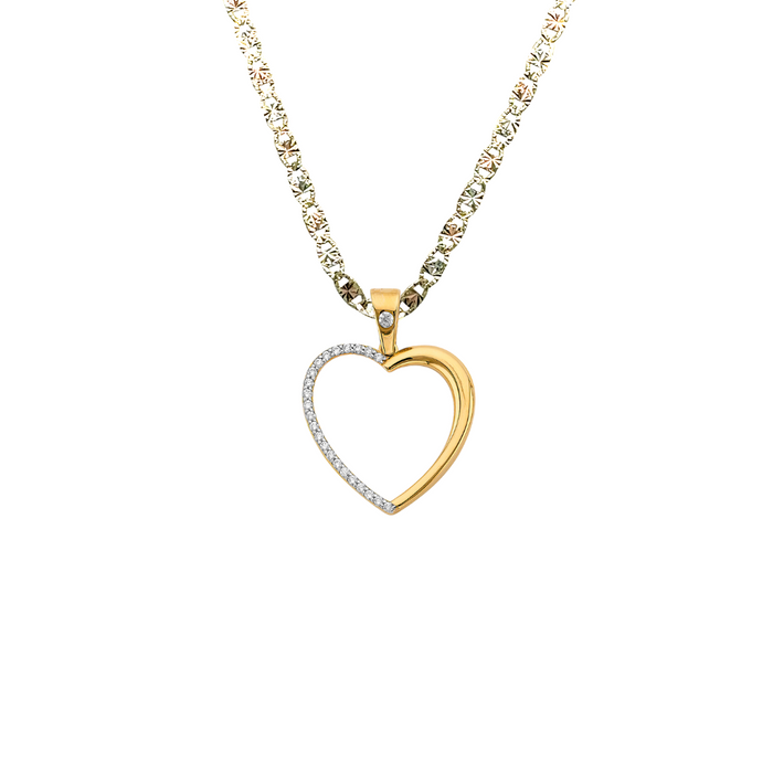 14k Gold Heart Necklace - Gemstone Gold Heart Pendant - Solid Chain - LE3130
