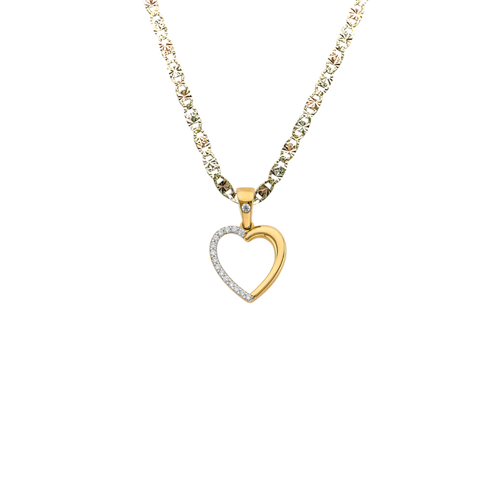 14k Gold Heart Necklace - Gemstone Gold Heart Pendant - Solid Chain - LE3131