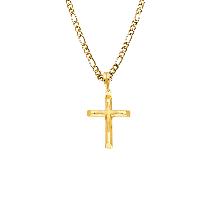 14k Gold Cross Necklace - Gold Cross - Solid Chain - LE0890