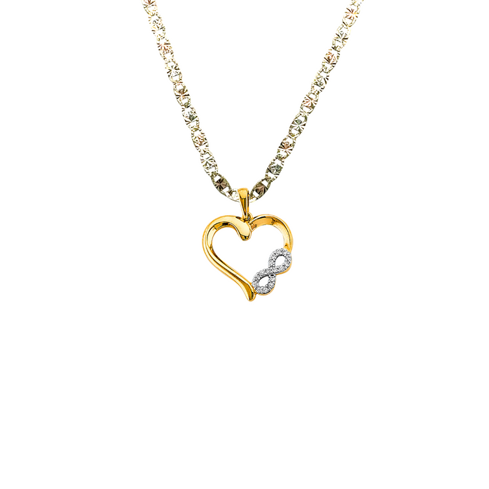 14k Gold Heart Necklace - Gemstone Infinity Gold Heart Pendant - Solid Chain - LE2916