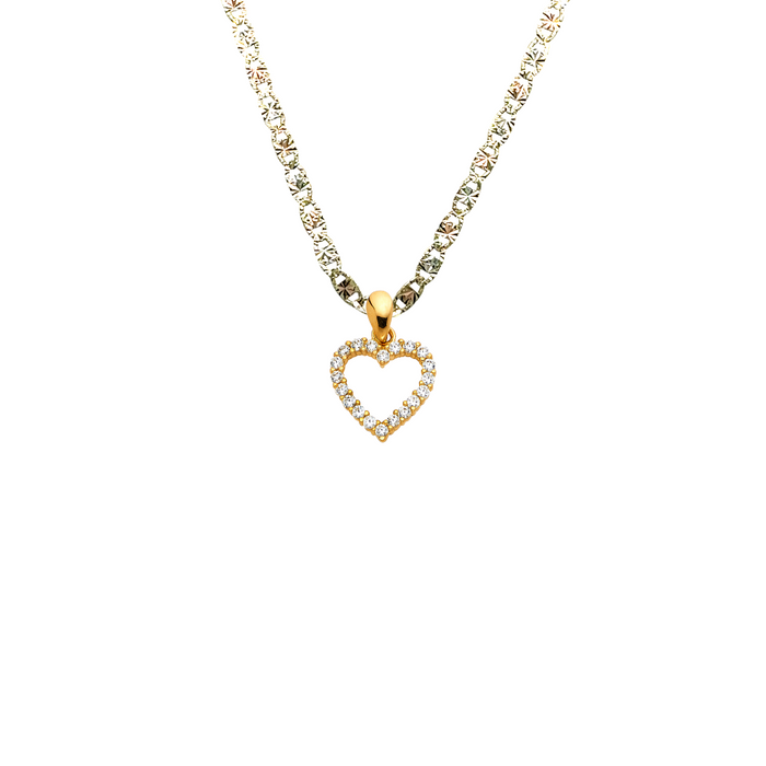 14k Gold Heart Necklace - Gemstone Gold Heart Pendant - Solid Chain - LE0585