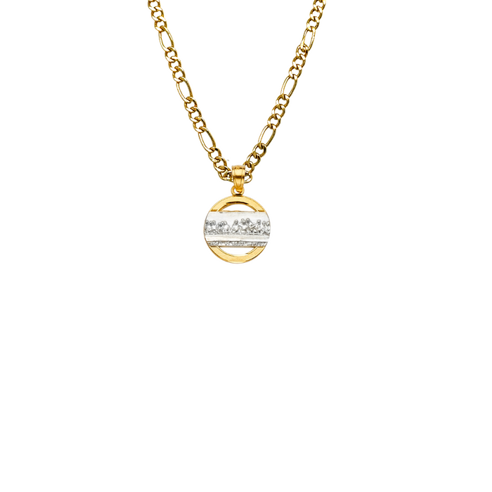 14k Gold Jesus Necklace - Two Tone Round Last Supper Jesus Gold Pendant - Solid Chain - LE2270