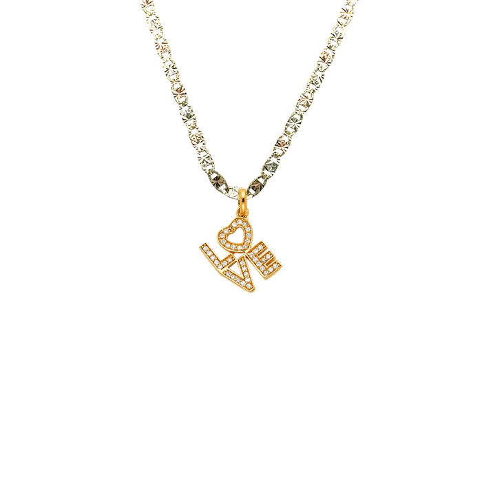 14k Gold Heart Necklace - Love Gemstone Gold Heart Pendant - Solid Chain - LE1732