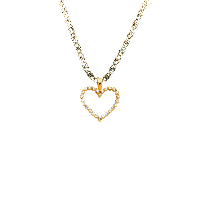 14k Gold Heart Necklace - Gemstone Gold Heart Pendant - Solid Chain - LE0580
