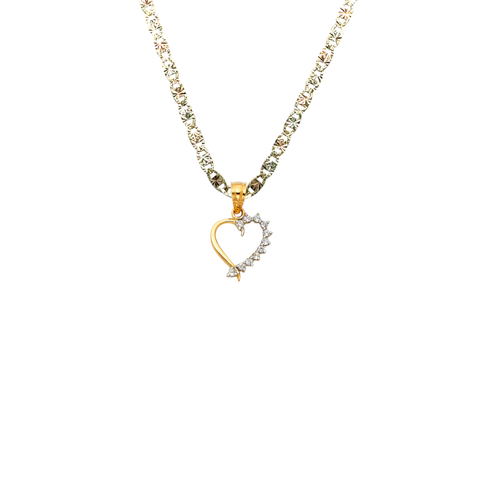 14k Gold Heart Necklace -  Gemstone Gold Heart Pendant - Solid Chain - LE1779