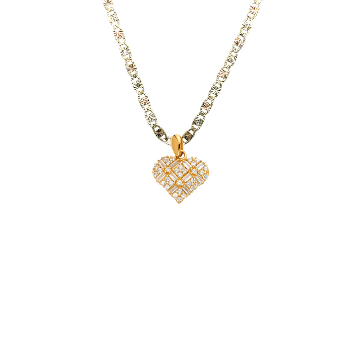 14k Gold Heart Necklace - Gemstone Gold Heart Pendant - Solid Chain - LE0590