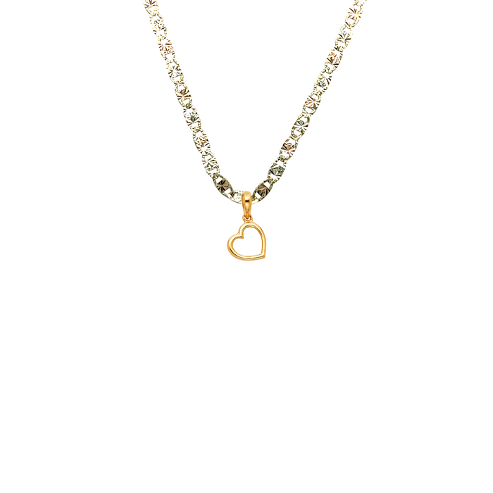 14k Gold Heart Necklace - High Polish Dainty Heart Gold Pendant - Solid Chain - LE1795
