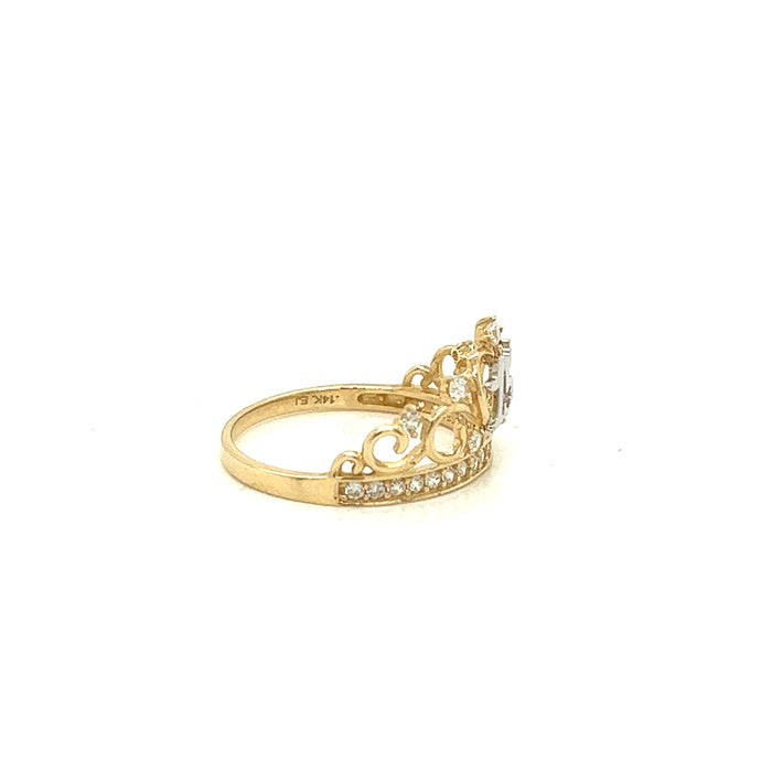 14k Gold 15 Crown Ring with Gemstones