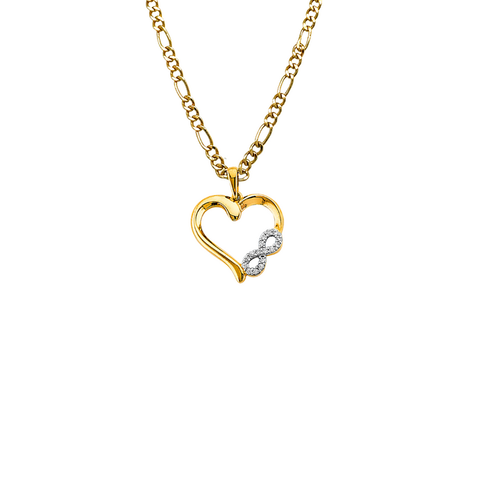 14k Gold Heart Necklace - Gemstone Infinity Gold Heart Pendant - Solid Chain - LE2916
