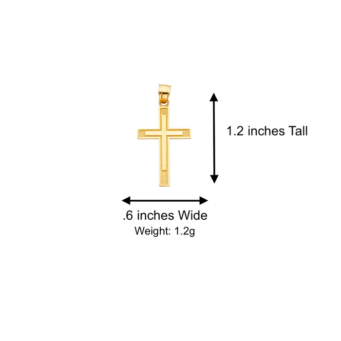 14k Gold Cross Necklace - Layered Gold Cross - Solid Chain - LE0129