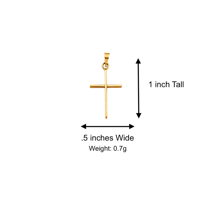 14k Gold Cross Necklace - Simple Thin Gold Cross - Solid Chain - LE2740