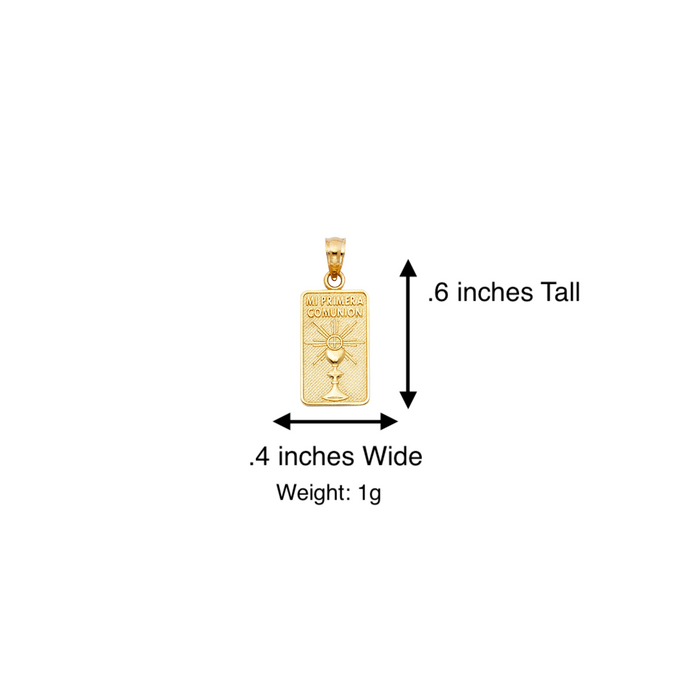 14k Gold First Communion Necklace - Mi Primera Comunion Gold Pendant - Solid Chain - LE0251