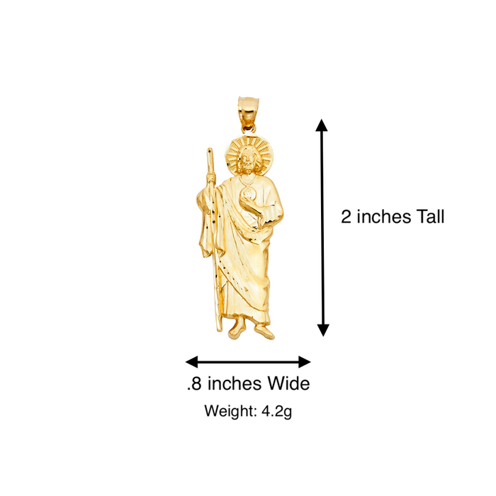 14k Gold San Judas Chain - Full Body All Yellow Gold San Judas Pendant - Solid Chain - LE1135