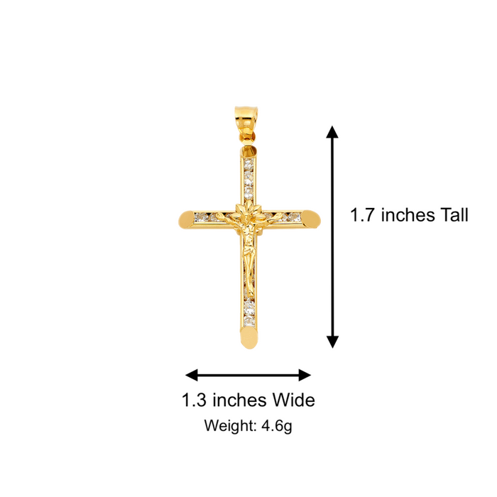 14k Gold Cross Necklace - Gemstone Gold Cross - Solid Chain - LE1049