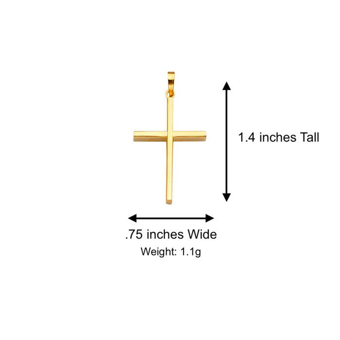 14k Gold Cross Necklace - Simple Gold Cross - Solid Chain - LE2218