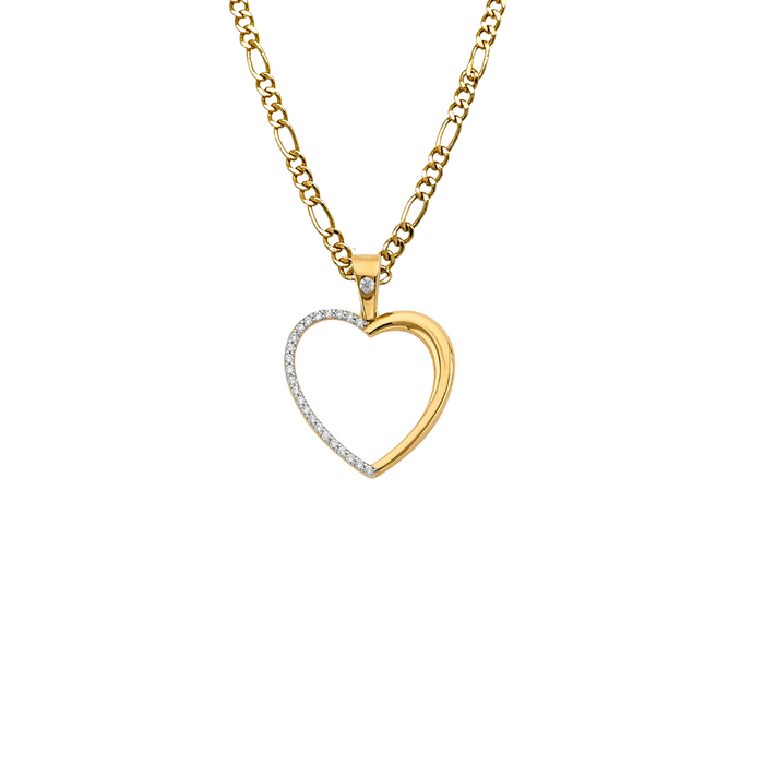 14k Gold Heart Necklace - Gemstone Gold Heart Pendant - Solid Chain - LE3130