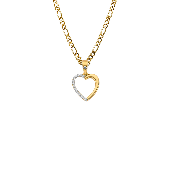 14k Gold Heart Necklace - Gemstone Gold Heart Pendant - Solid Chain - LE3131