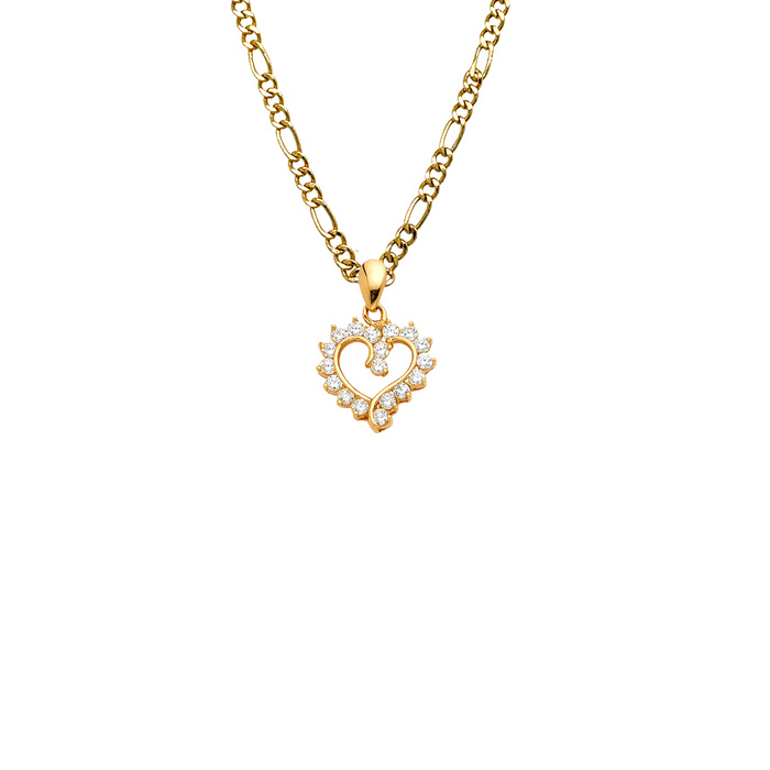 14k Gold Heart Necklace - Gemstone Gold Heart Pendant - Solid Chain - LE0579